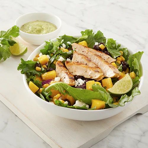 Pesto grilled organic chicken and mango salad