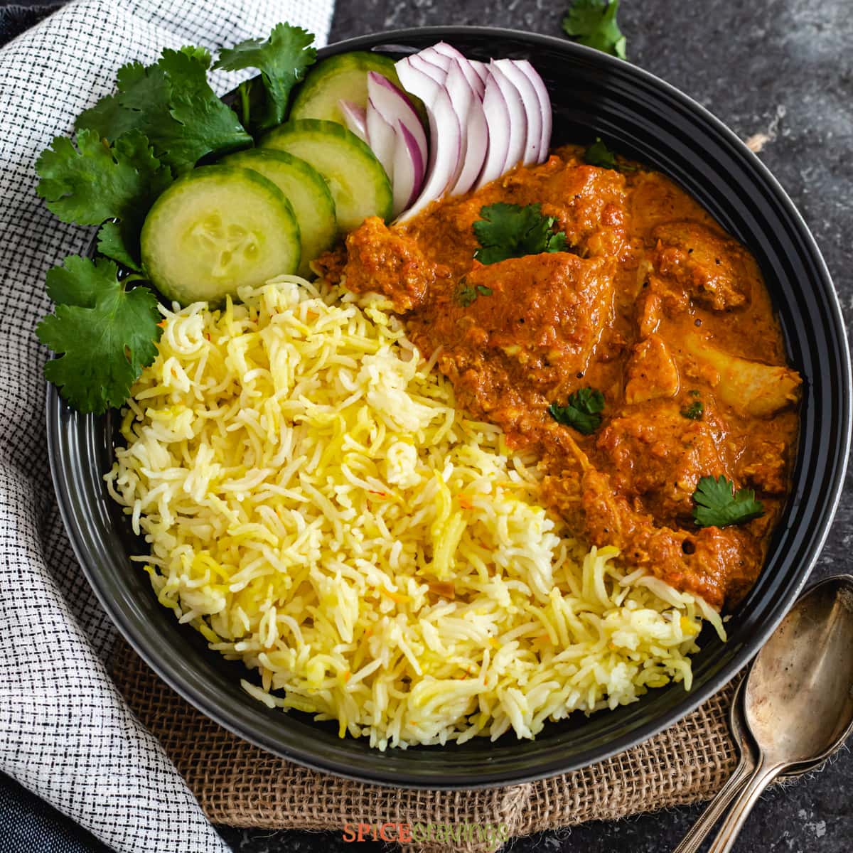 South African Chicken or Fish Curry with veggies, Rice & Sambals(Tomato salsa)
