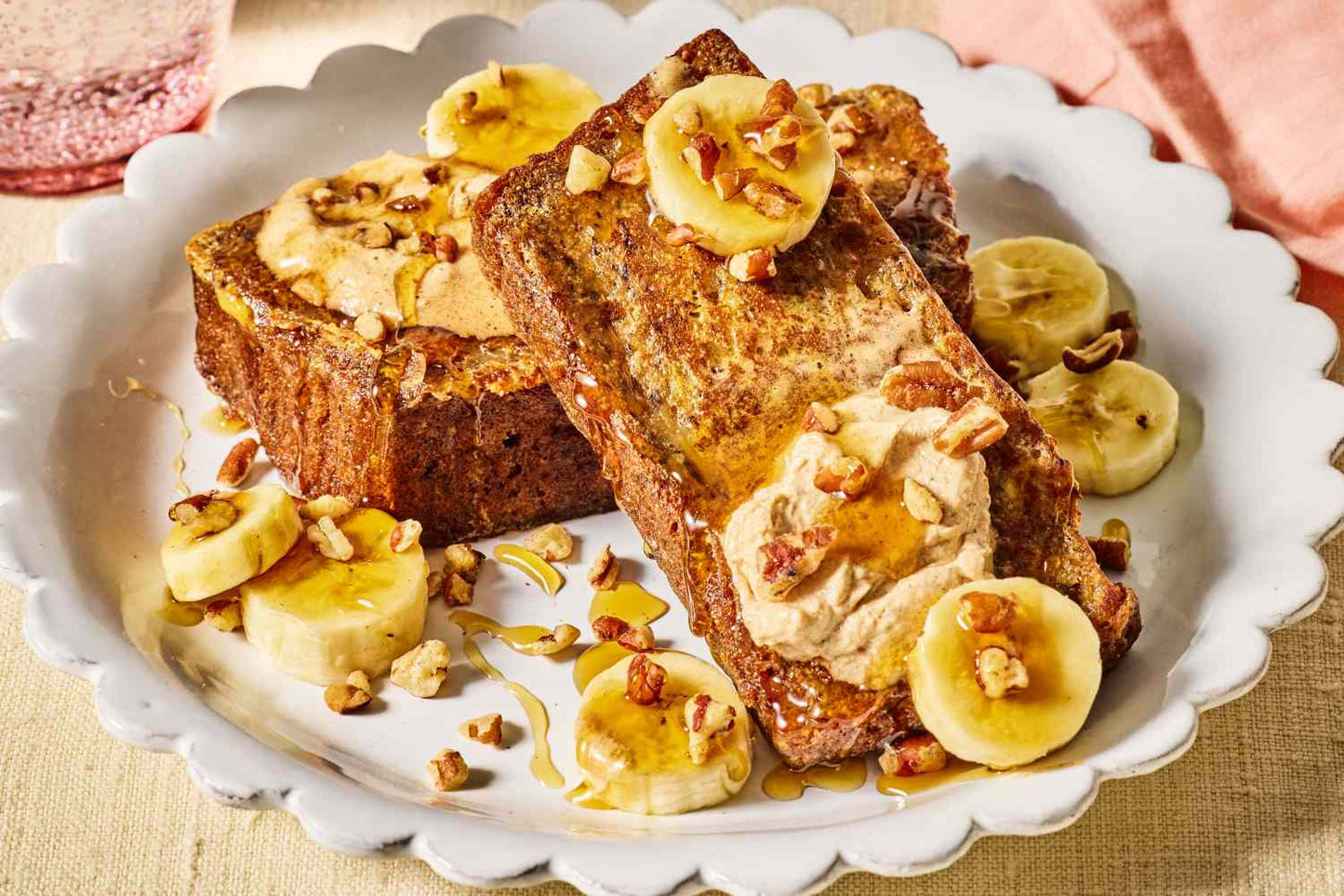 French Toast with home made Brioche bread, fresh fruit ,whipped cream, maple, pancake  or choco Syrup